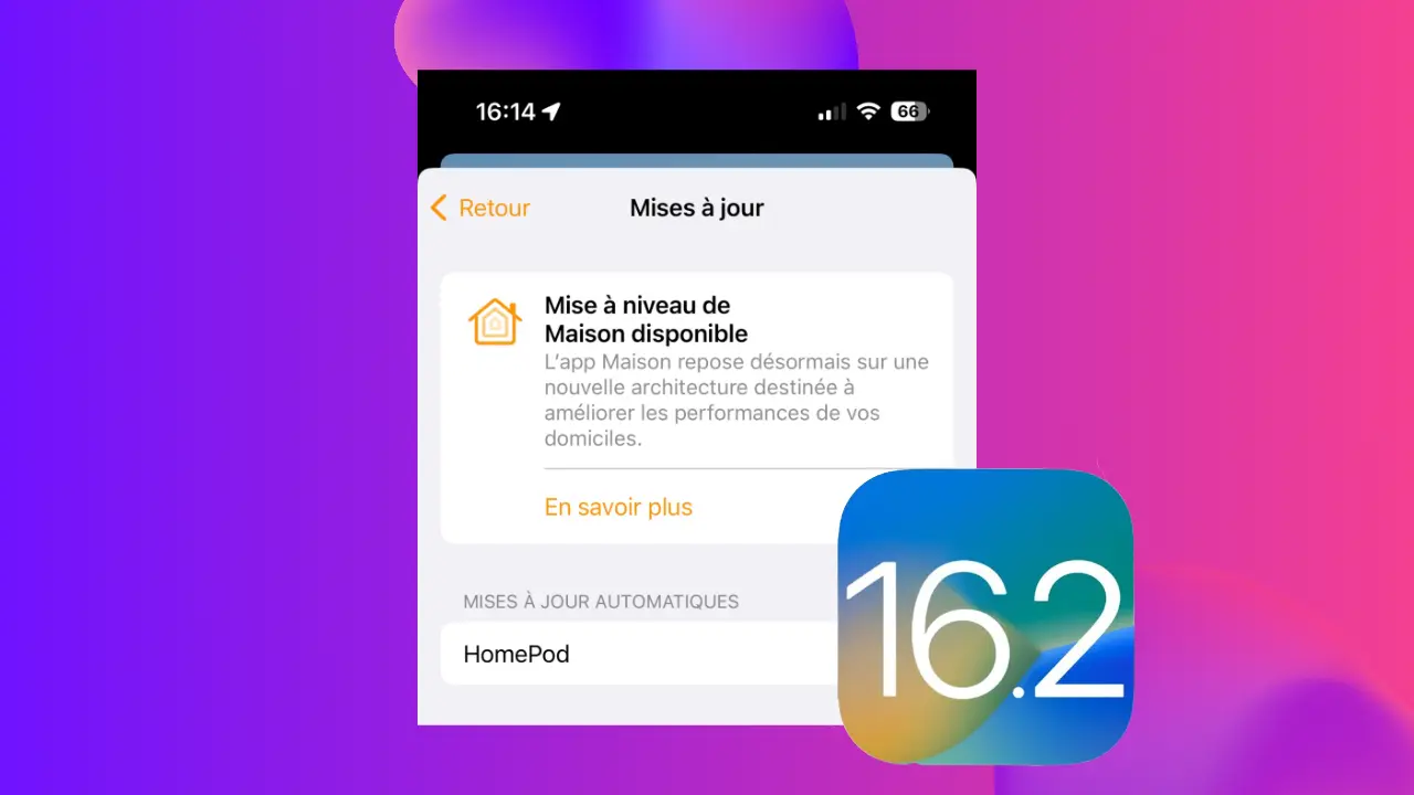 iOS 16.2 et mise à niveau de Maison