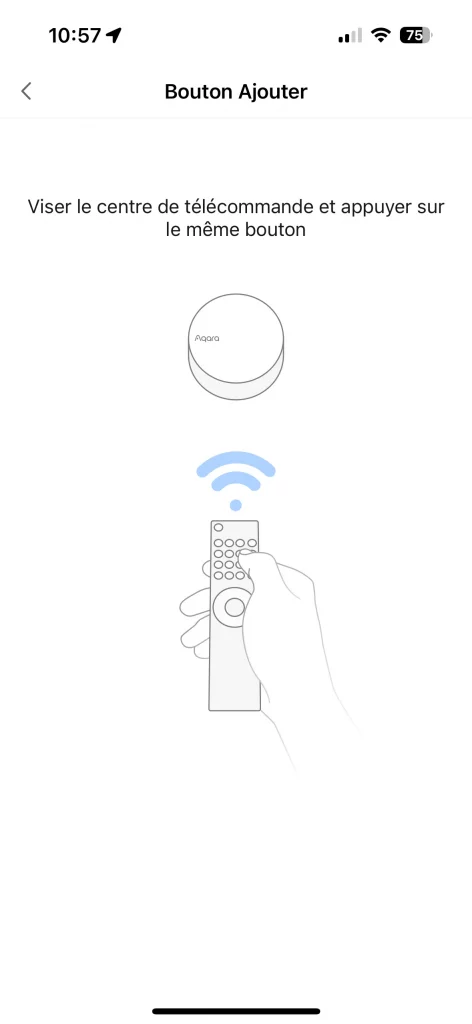 Mémorisation d'une télécommande infrarouge dans l'app Aqara