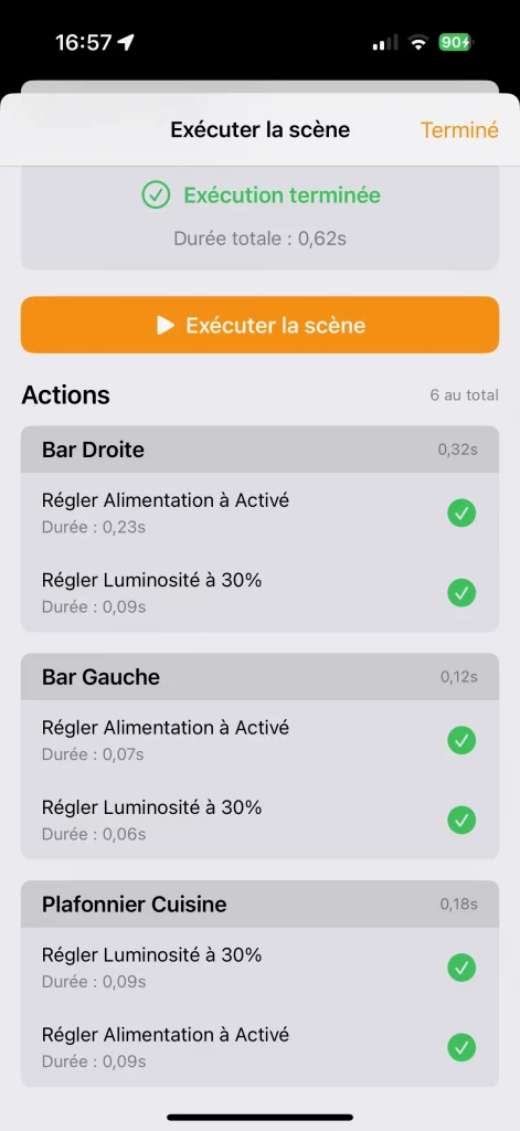 On peut tester chaque scène et automatisation