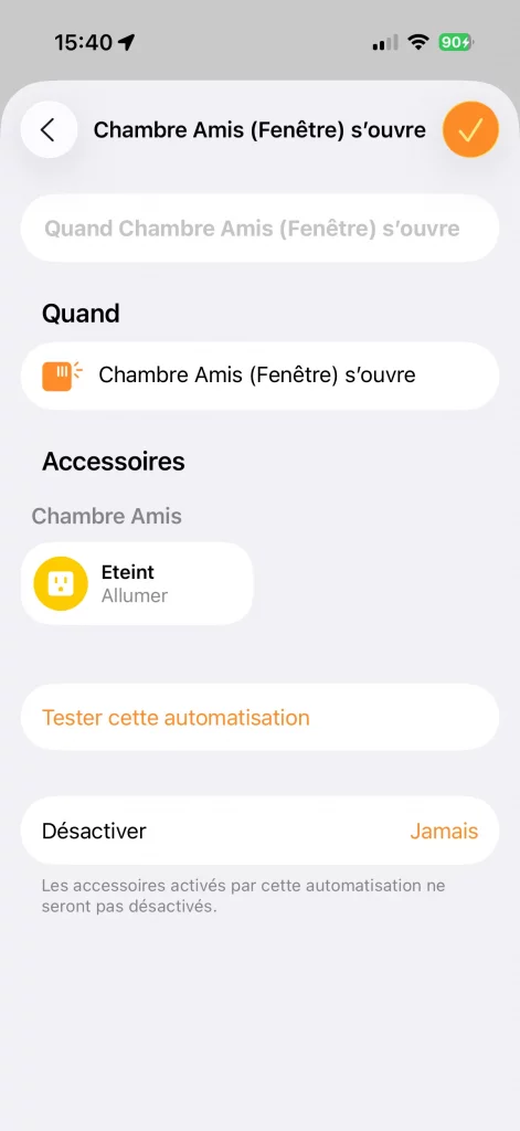 Une automatisation de base : quand on ouvre la fenêtre, on éteint le radiateur !