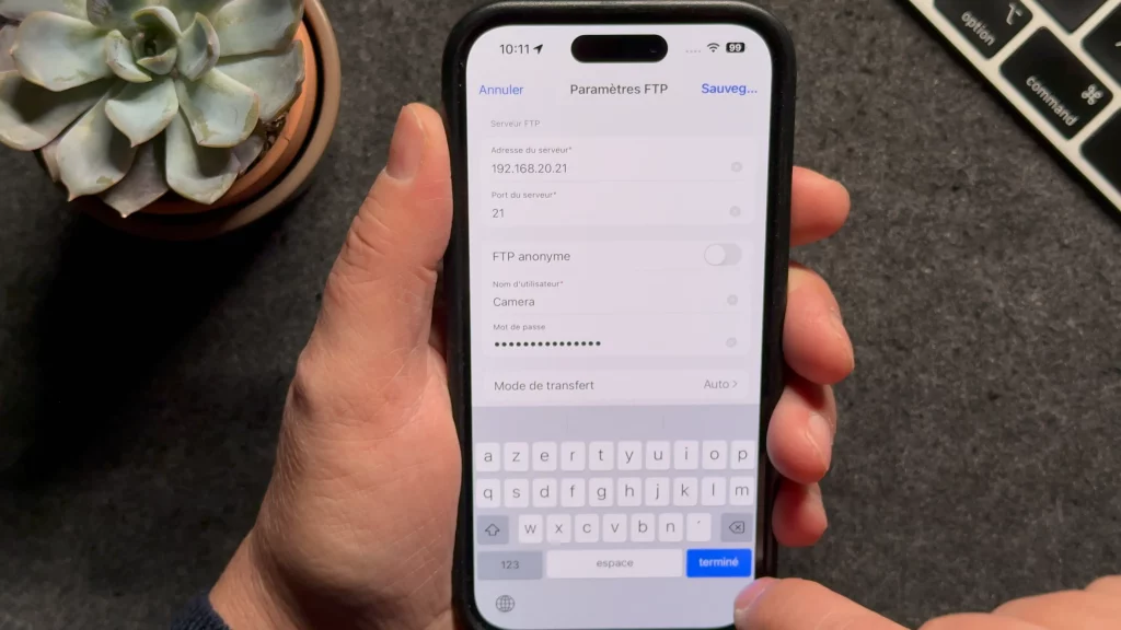 Configuration du FTP pour l'enregistrement des vidéos de la caméra