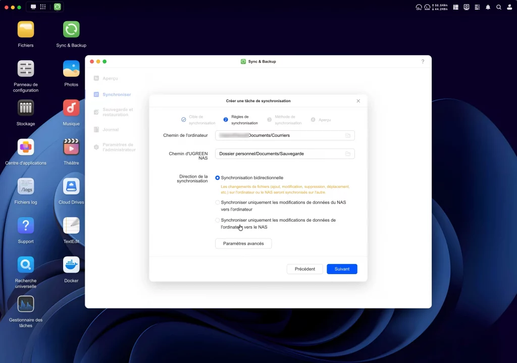 Création d'une tâche de synchronisation