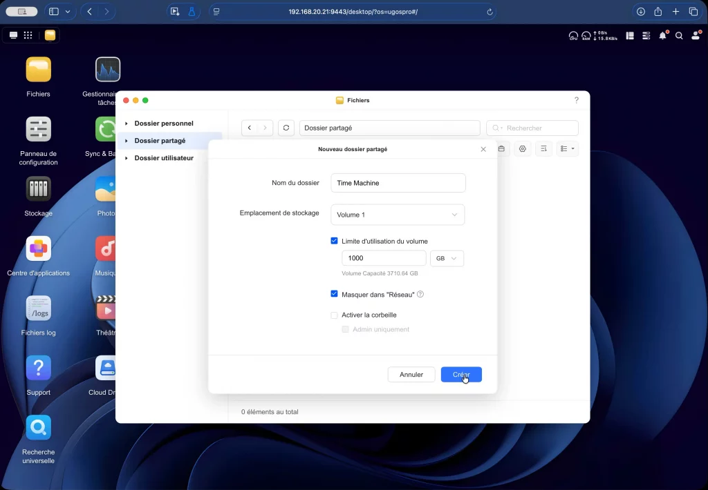 Création du dossier partagé