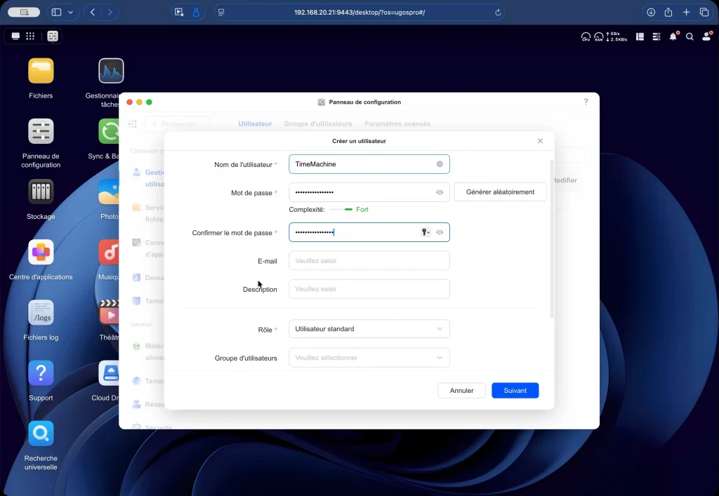 Création d'un utilisateur