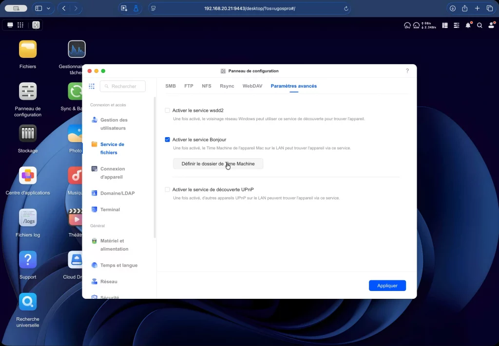 Activation du service "Bonjour"