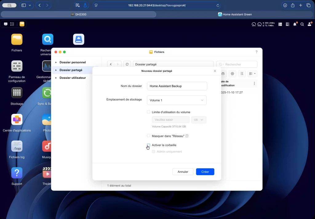 Création du dossier partagé