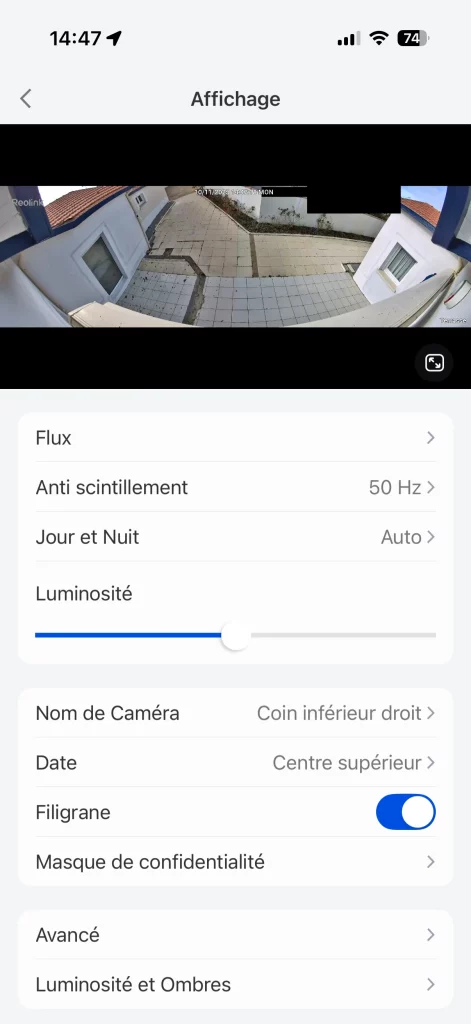 Les réglages d'affichage