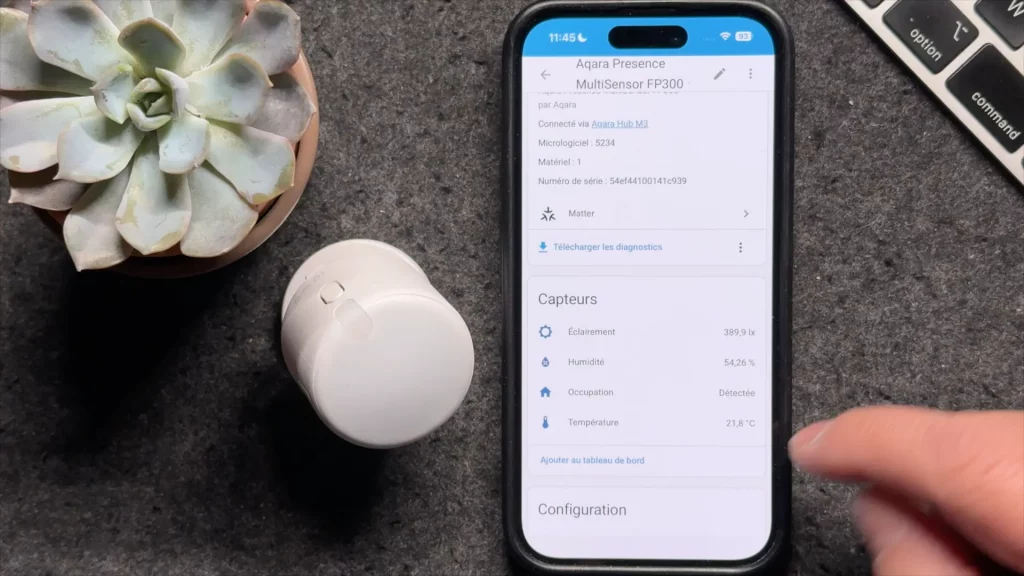 En Matter via Thread, dans Home Assistant c'est aussi le service minimum pour le détecteur FP300