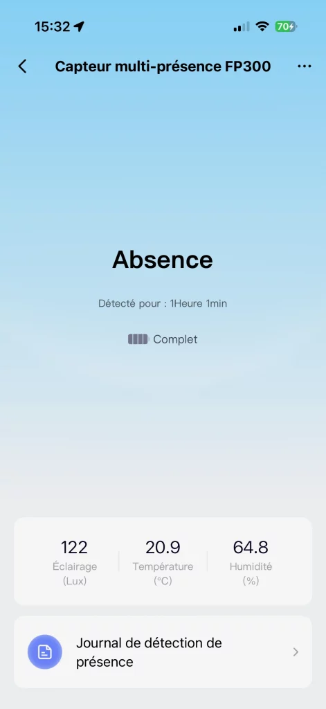 L'écran principal du FP300 dans l'app Aqara