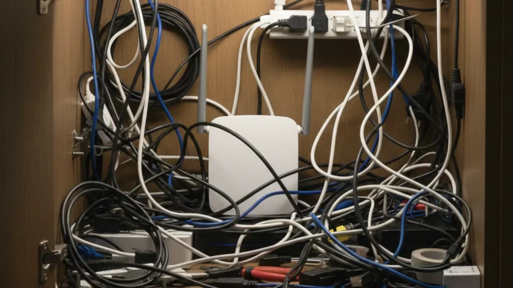 A éviter : la box Wifi enfermée dans le placard, problèmes garantis...