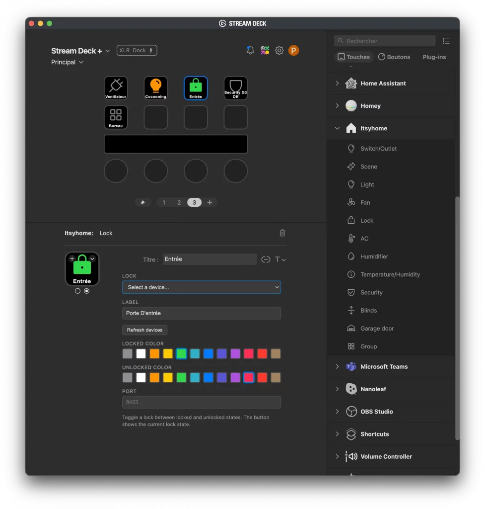 Avec le plugins Itsyhome sur Stream Deck, vous pouvez facilement piloter vois accessoire Apple Maison !