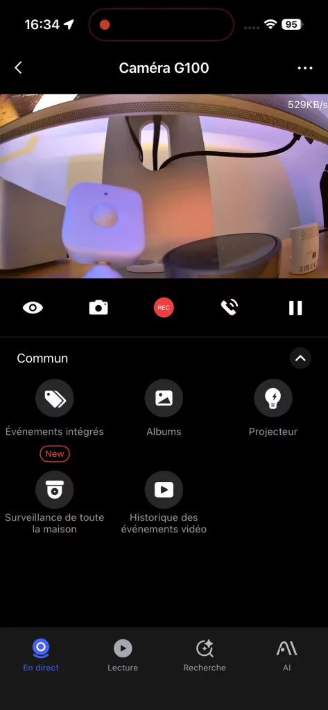 Les commandes principales de la caméra Aqara G100