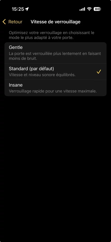Trois vitesses de verrouillage sont disponibles pour la NukiSmart Lock Ultra
