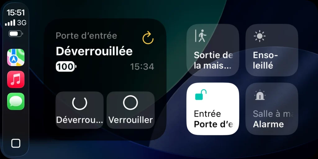 Le widget Nuki permet d'accéder à la Smart Lock Ultra à partir d'Apple CarPlay