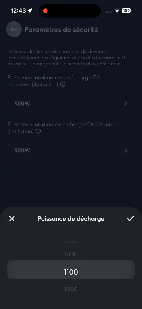 Réglages des paramètres de sécurité
