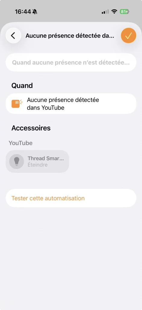 Une première automatisation simple : il n'y a personne, on éteint la veilleuse