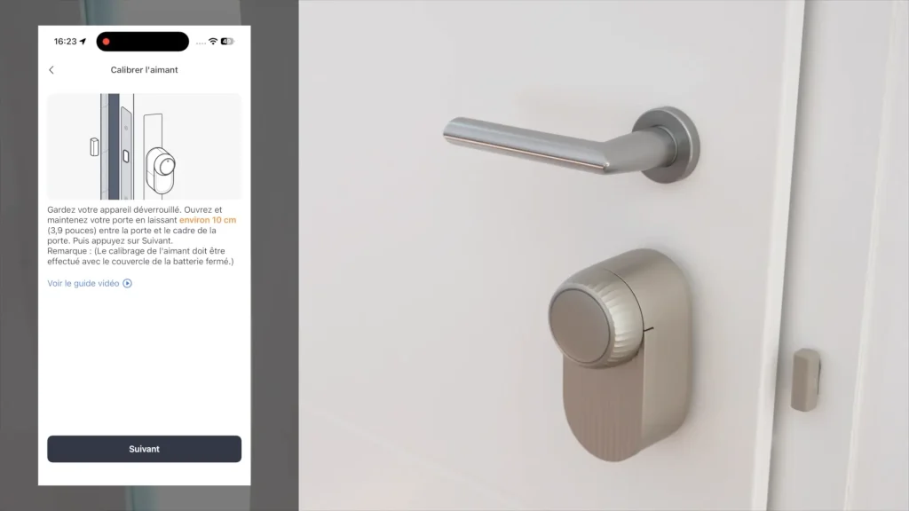L'aimant nécessite également d'être calibré pour détecter correctement l'ouverture de la porte